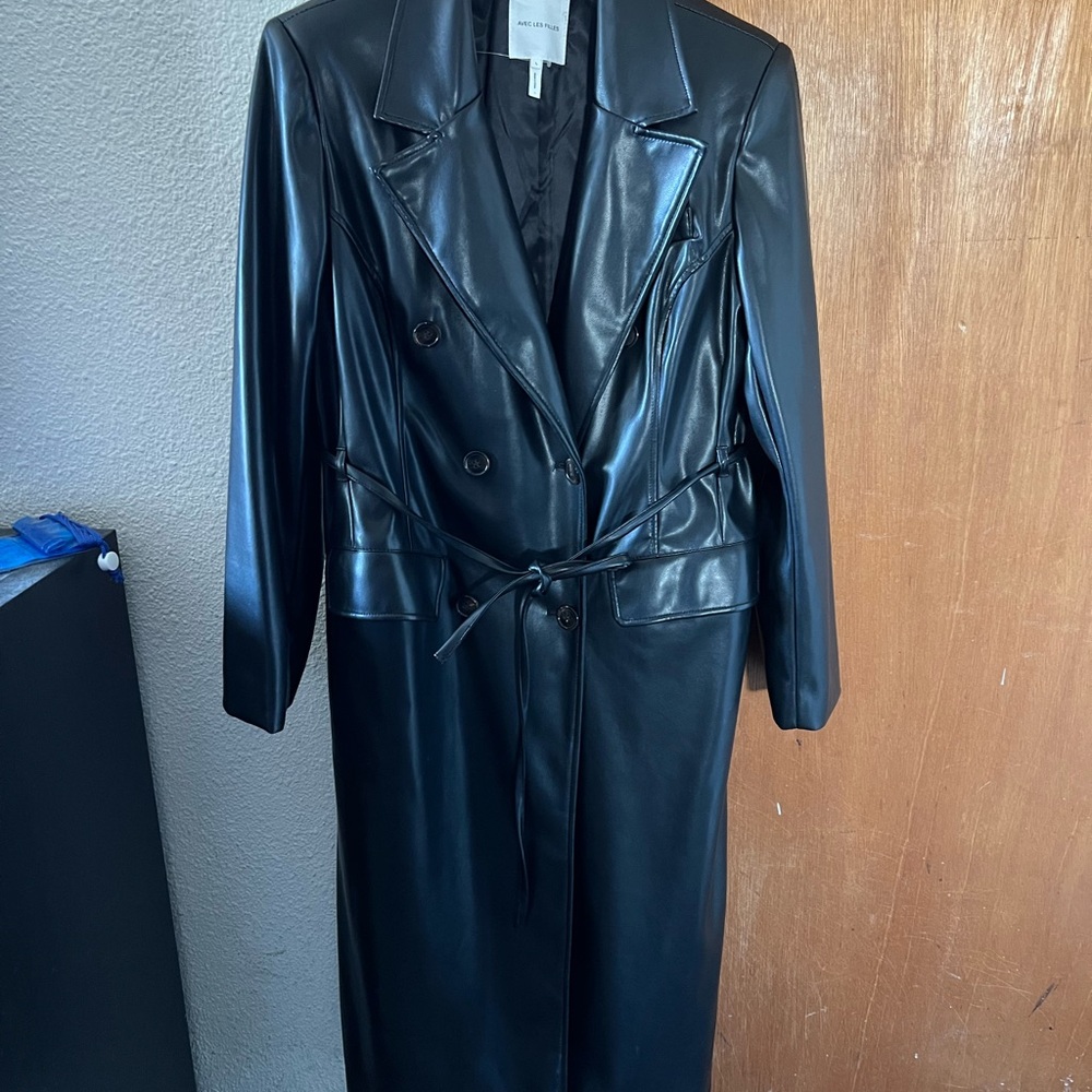 Avec les Filles  long Faux leather coat